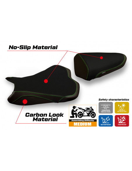 Funda de asiento compatible con Kawasaki Ninja ZX 10 R (08-10) modelo Seoul 1