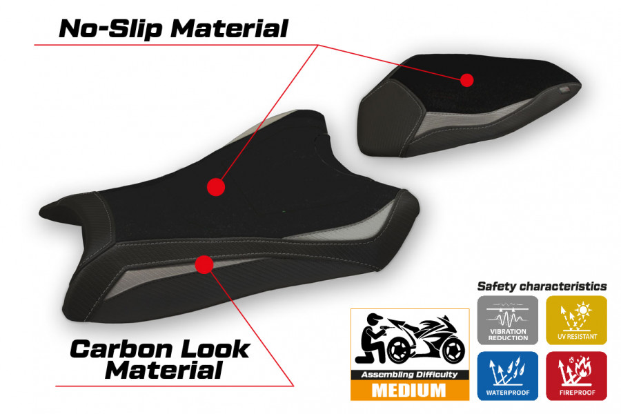 Funda de asiento compatible con Kawasaki Ninja ZX 10 R (16-20) modelo Alcains