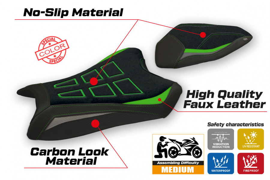 Sitzbezug kompatibel Kawasaki Ninja ZX 10 R (16-20) Modell Bejar special color Ultragrip