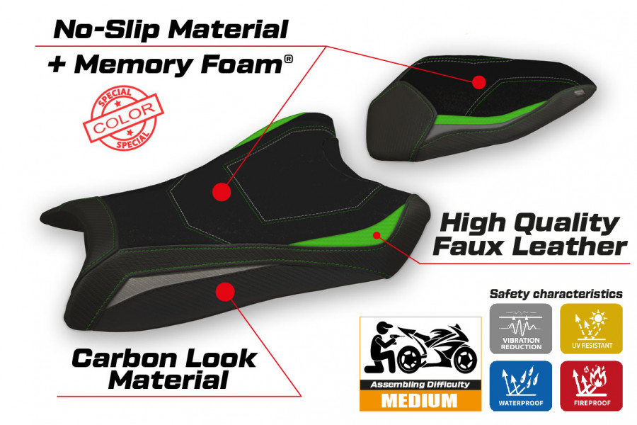 Seat cover compatible Kawasaki Ninja ZX 10 R (16-20) Hervas special color comfort system model