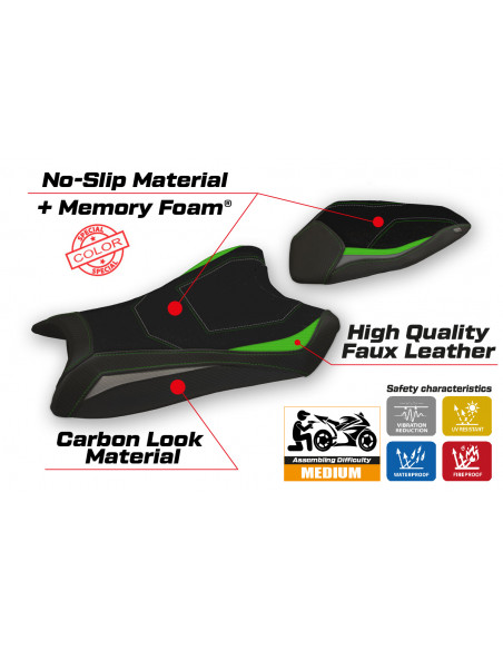 Seat cover compatible Kawasaki Ninja ZX 10 R (16-20) Hervas special color comfort system model