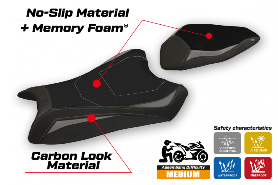 Rivestimento sella compatibile Kawasaki Ninja ZX 10 R (16-20) modello Hervas comfort system