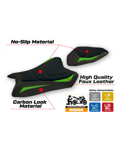 Sitzbezug kompatibel Kawasaki Ninja ZX 10 R (16-20) Modell Monroy Ultragrip