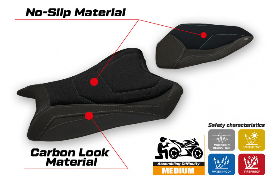 Sitzbezug kompatibel Kawasaki Ninja ZX 10 R (16-20) Modell Monroy Ultragrip