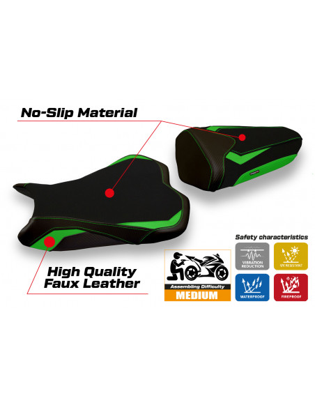 Funda de asiento compatible con Kawasaki Ninja ZX 10 R (08-10) modelo Riga 2