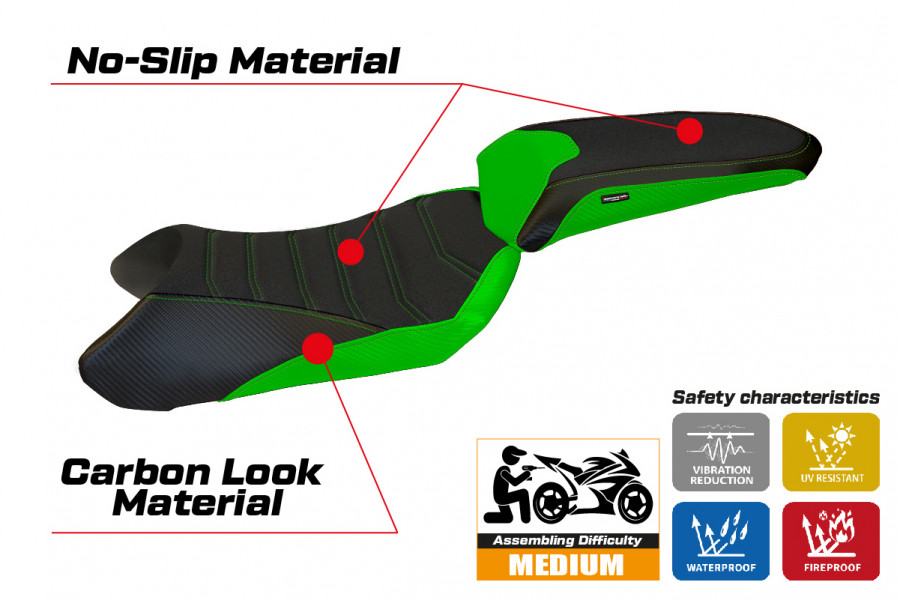 Funda de asiento compatible con Kawasaki Ninja 1000 SX (17-20) modelo Madison ultragrip