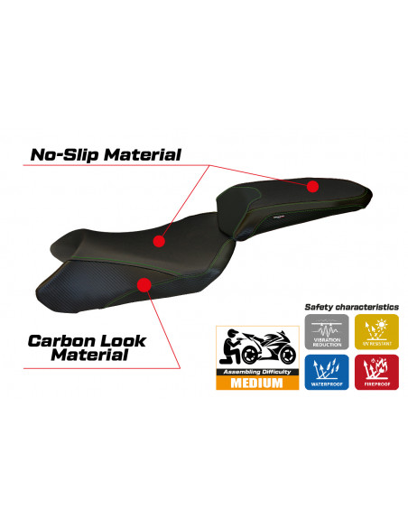 Funda de asiento compatible con Kawasaki Ninja 1000 SX (17-20) modelo Madison 1