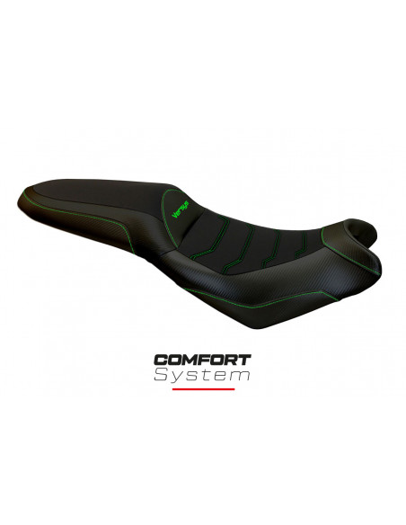 Funda de asiento compatible Kawasaki Versys 650 (07-22) modelo Elba Total Black comfort system