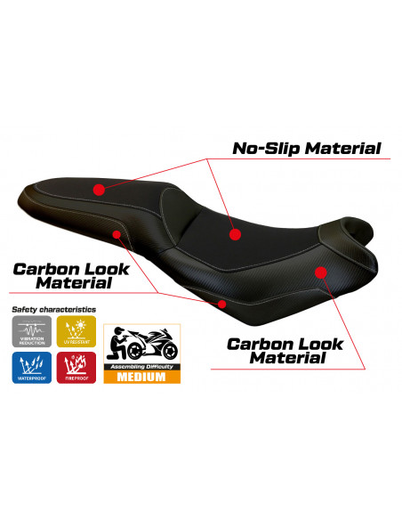 Housse de selle compatible Kawasaki Versys 650 (07-22) modèle Elba Total Black