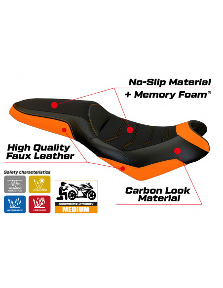 Funda de asiento compatible con Kawasaki Versys 650 (07-22) modelo Elba 2 comfort system