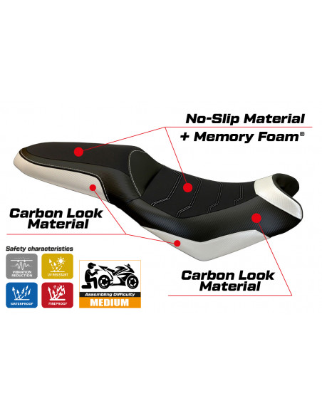 Housse de selle compatible Kawasaki Versys 650 (07-22) modèle Elba 2 comfort system