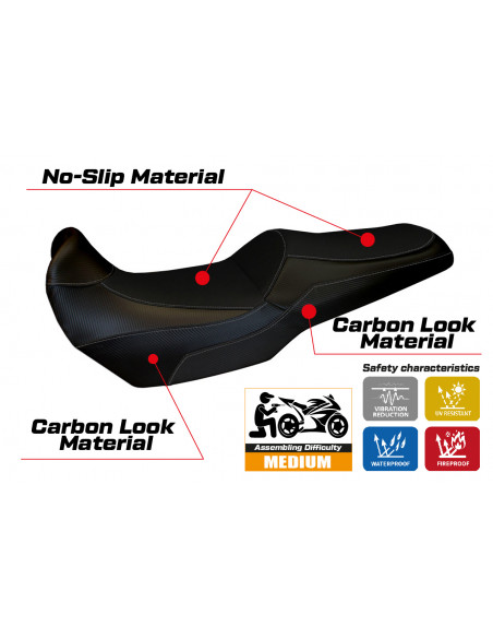 Seat cover compatible Kawasaki Versys 1000 (11-18) Lampedusa Total Black model