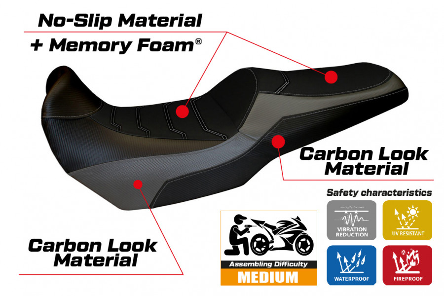 Housse de selle compatible Kawasaki Versys 1000 (11-18) modèle Lampedusa Color comfort system