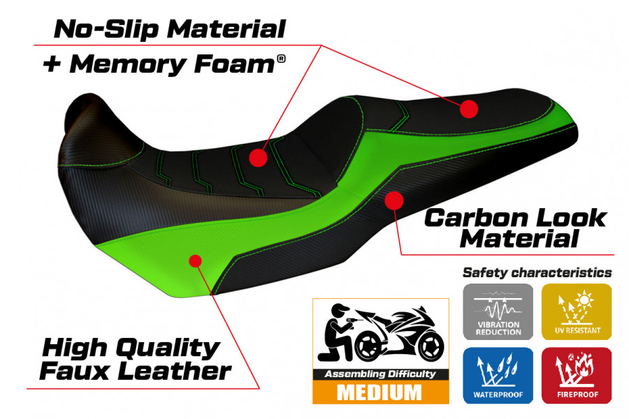 Funda de asiento compatible con Kawasaki Versys 1000 (11-18) modelo Lampedusa Colour comfort system