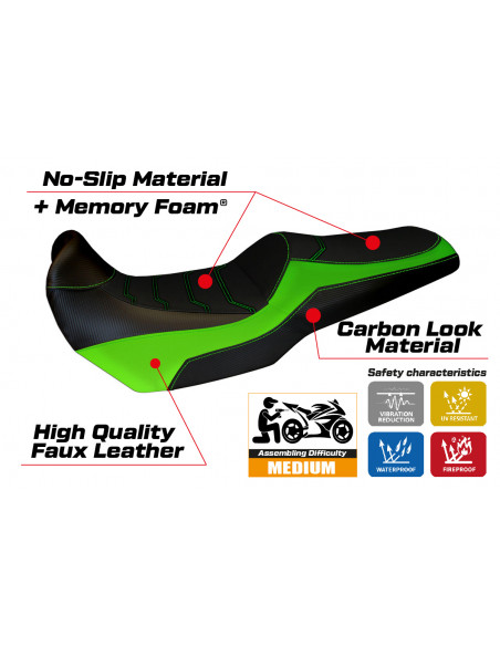 Housse de selle compatible Kawasaki Versys 1000 (11-18) modèle Lampedusa Color comfort system