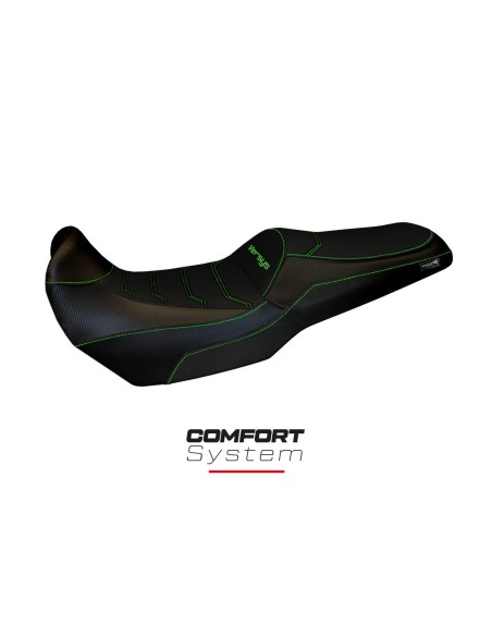 Funda de asiento compatible Kawasaki Versys 1000 (19-22) modelo Malay Total Black comfort system