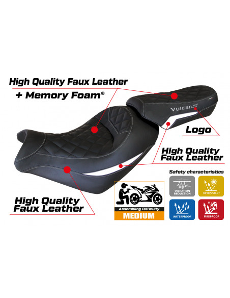 Housse de selle compatible Kawasaki Vulcan (14-22) modèle Taipei comfort system