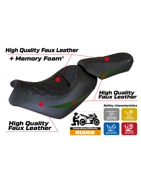 Funda de asiento compatible con Kawasaki Vulcan (14-22) modelo Taipei comfort system