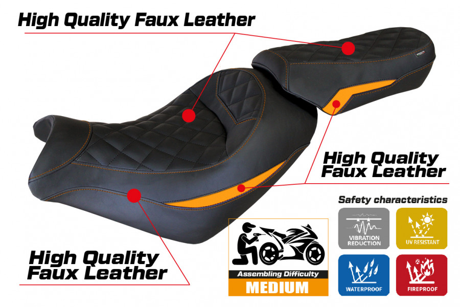Funda de asiento compatible con Kawasaki Vulcan (14-22) modelo Taipei