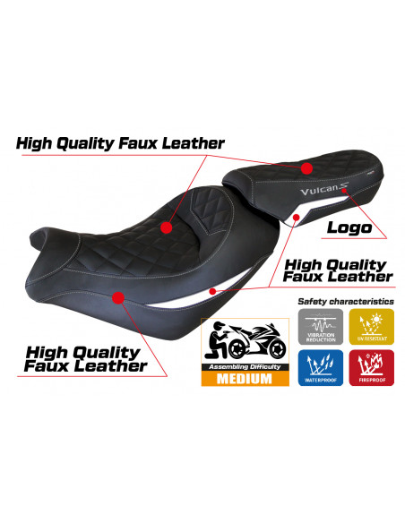 Housse de selle compatible Kawasaki Vulcan (14-22) modèle Taipei