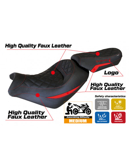 Funda de asiento compatible con Kawasaki Vulcan (14-22) modelo Taipei