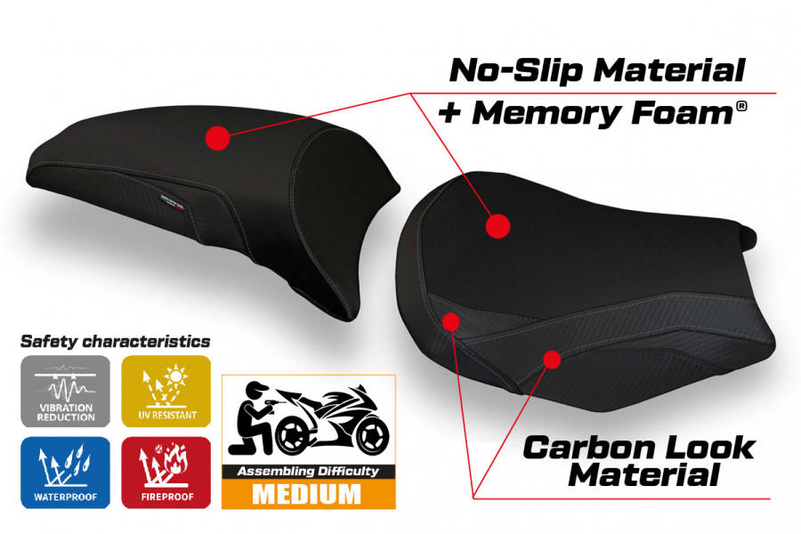 Rivestimento sella compatibile Kawasaki Z 650 (17-22) modello Vergato 1 comfort system