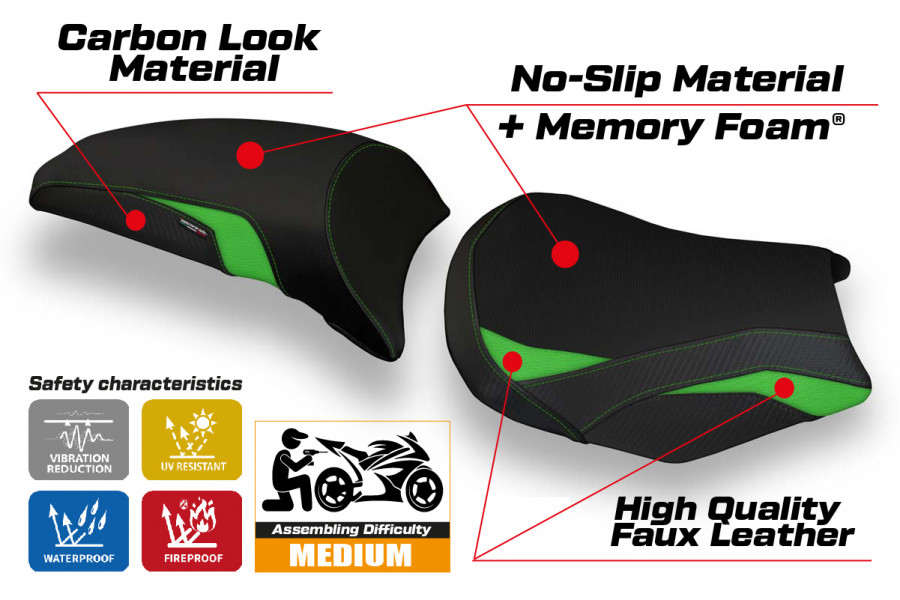 Housse de selle compatible Kawasaki Z 650 (17-22) modèle Vergato 1 comfort system