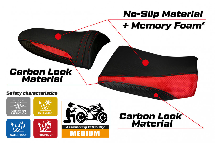 Housse de selle compatible Kawasaki Z 1000 (03-06) modèle Pozzuoli 1 comfort system