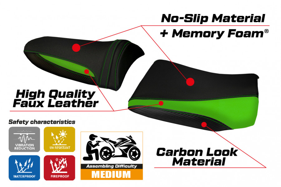 Funda de asiento compatible con Kawasaki Z 750 (03-06) modelo Pozzuoli 1 comfort system