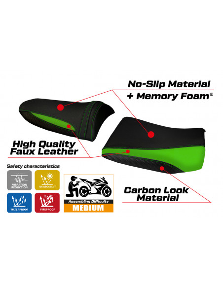 Funda de asiento compatible con Kawasaki Z 750 (03-06) modelo Pozzuoli 1 comfort system