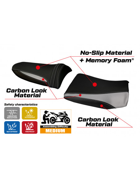 Funda de asiento compatible con Kawasaki Z 750 (03-06) modelo Pozzuoli 1 comfort system