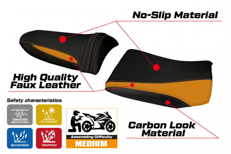 Funda de asiento compatible con Kawasaki Z 750 (03-06) modelo Pozzuoli 1