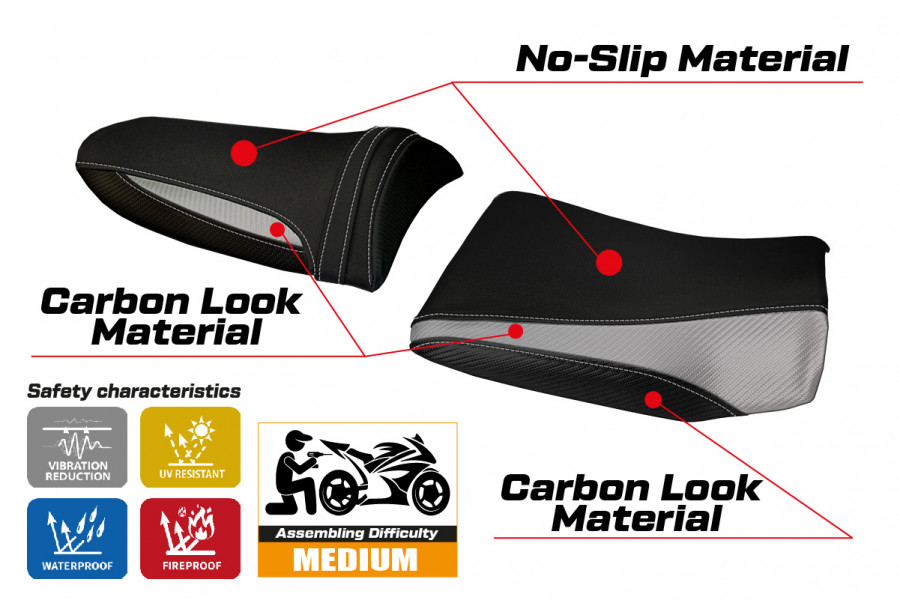 Housse de selle compatible Kawasaki Z 1000 (03-06) modèle Pozzuoli 1
