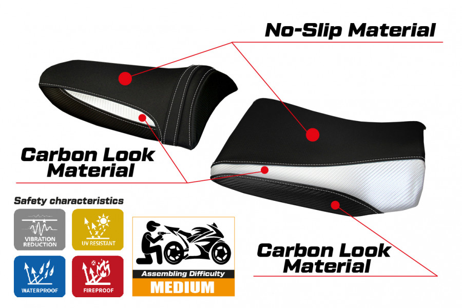Funda de asiento compatible con Kawasaki Z 750 (03-06) modelo Pozzuoli 1