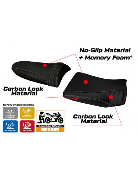 Funda de asiento compatible con Kawasaki Z 1000 (03-06) modelo Pozzuoli 1 comfort system