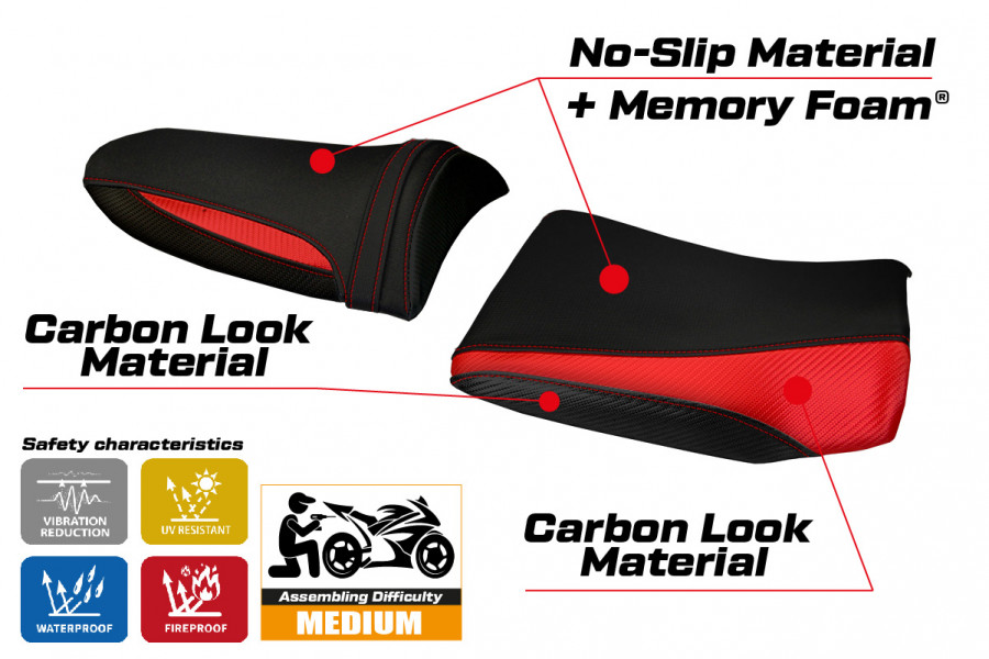 Funda de asiento compatible con Kawasaki Z 1000 (03-06) modelo Pozzuoli 1 comfort system