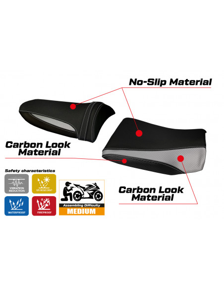 Funda de asiento compatible con Kawasaki Z 1000 (03-06) modelo Pozzuoli 1