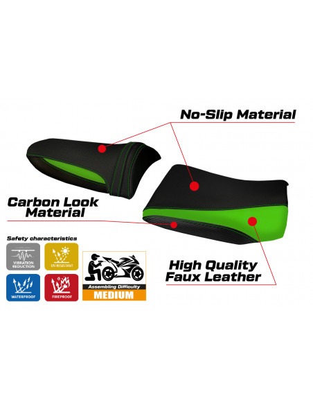 Funda de asiento compatible con Kawasaki Z 1000 (03-06) modelo Pozzuoli 1