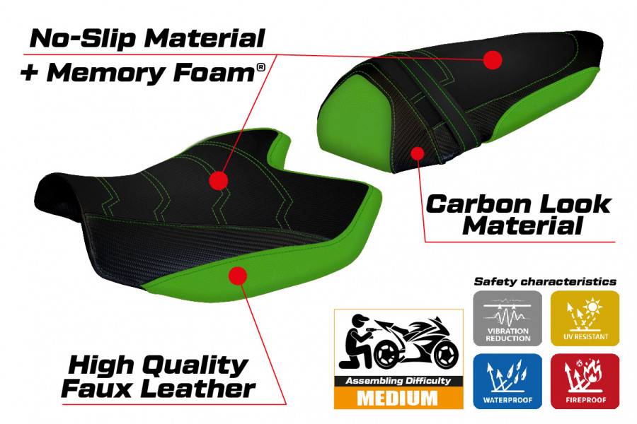 Housse de selle compatible Kawasaki Z 1000 (07-09) modèle Amatrice 2 comfort system