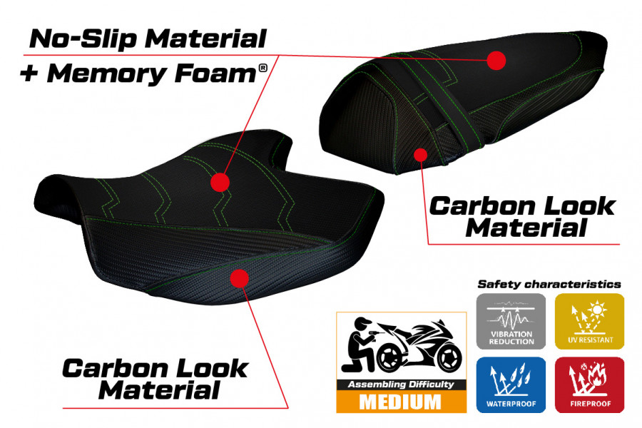 Rivestimento sella compatibile Kawasaki Z 1000 (07-09) modello Amatrice 2 comfort system