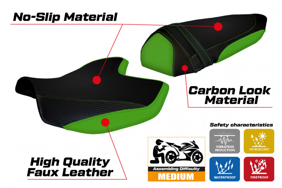 Funda de asiento compatible con Kawasaki Z 1000 (07-09) modelo Amatrice 2