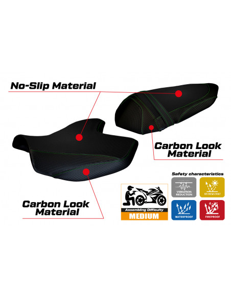 Funda de asiento compatible con Kawasaki Z 1000 (07-09) modelo Amatrice 2