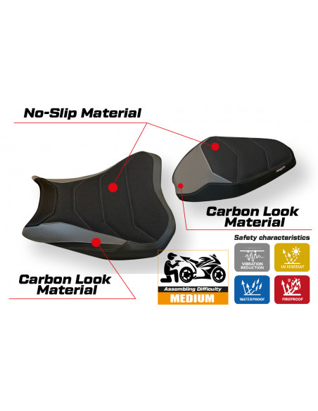 Housse de selle compatible Kawasaki Z 900 (17-22) modèle Arad 1 ultragrip