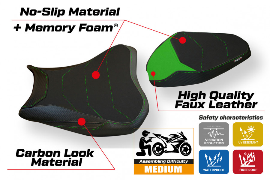 Funda de asiento compatible Kawasaki Z 900 (17-22) modelo Bran 3 comfort system