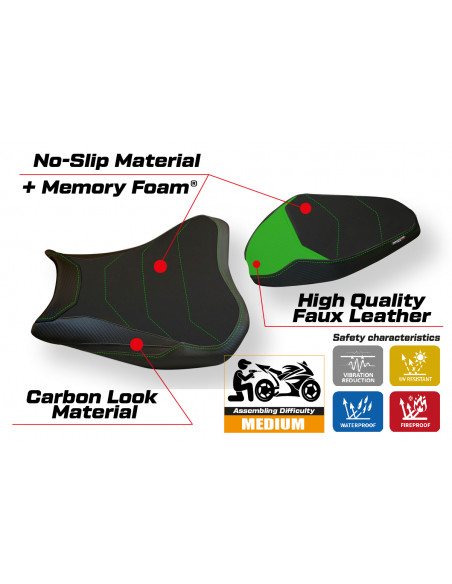Housse de selle compatible Kawasaki Z 900 (17-22) modèle Bran 3 comfort system