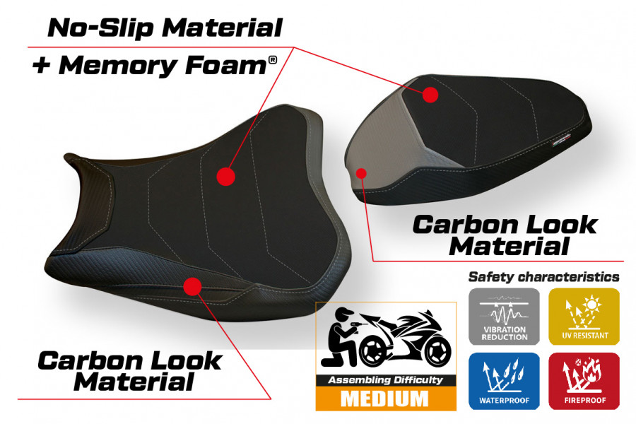 Funda de asiento compatible Kawasaki Z 900 (17-22) modelo Bran 3 comfort system