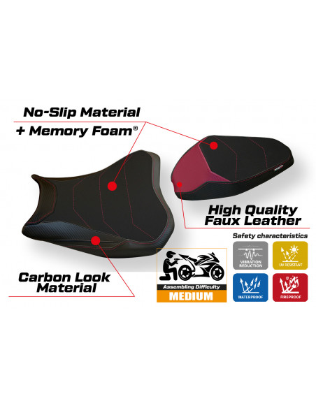 Housse de selle compatible Kawasaki Z 900 (17-22) modèle Bran 3 comfort system