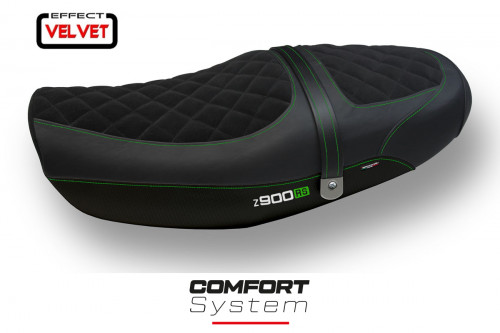 Rivestimento sella compatibile Kawasaki Z 900 RS (18-22) modello Natal Total Black velvet comfort system