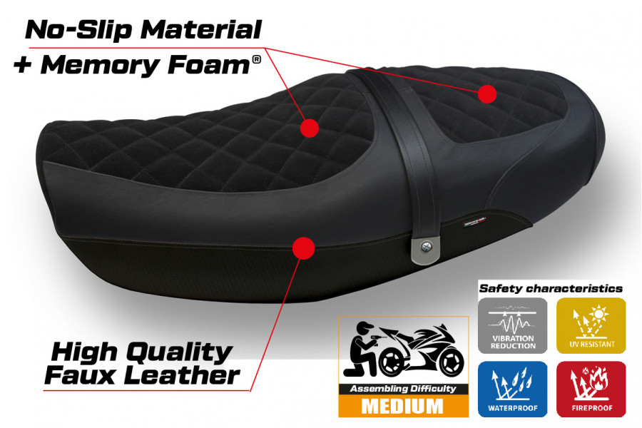 Sitzbezug kompatibel Kawasaki Z 900 RS (18-22) Modell Natal Total Black velvet comfort system
