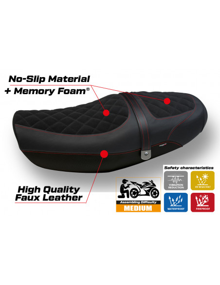 Housse de selle compatible Kawasaki Z 900 RS (18-22) modèle Natal Total Black velvet comfort system